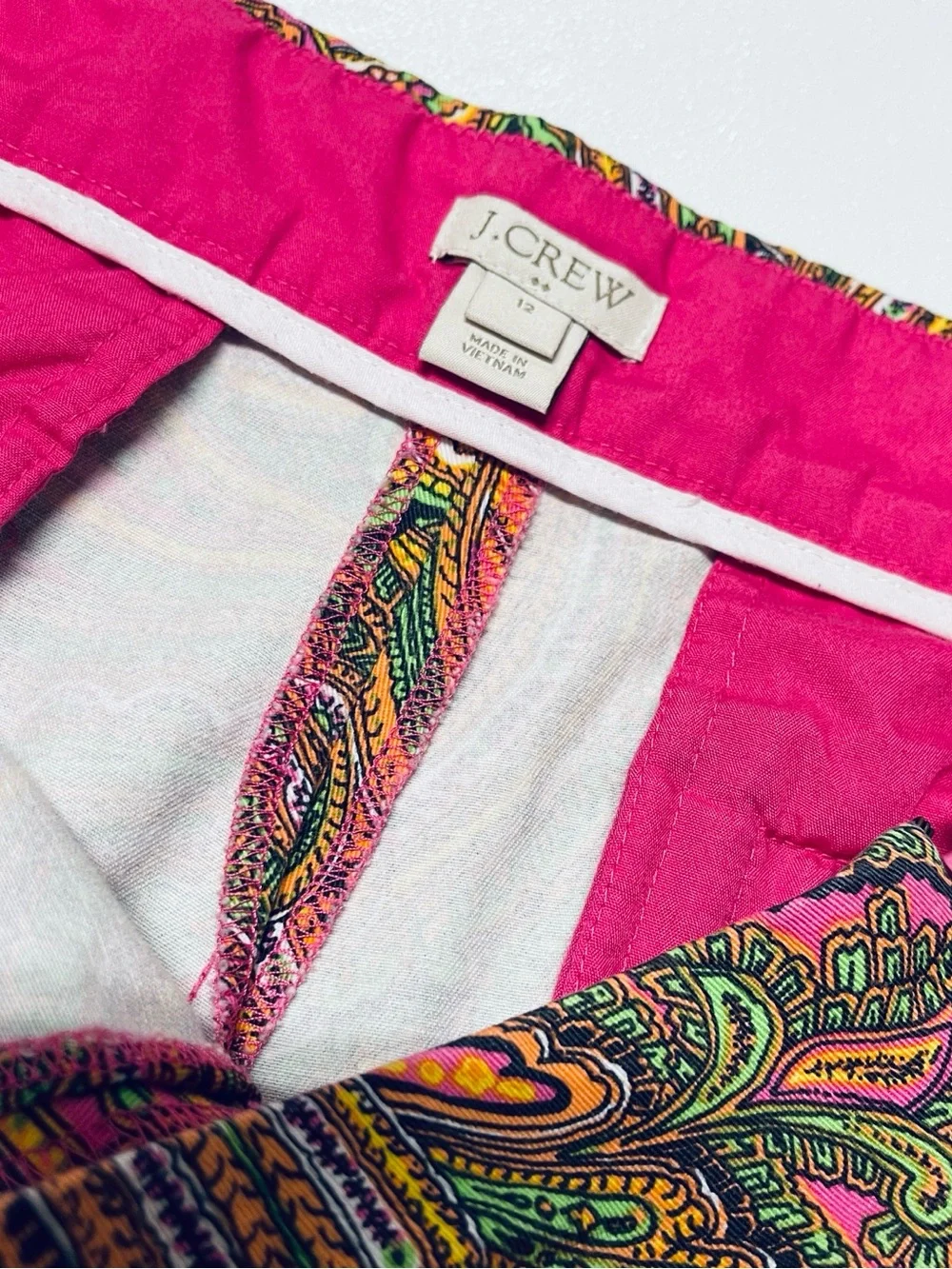J.CREW Paisley Print Chino Shorts Women’s Size 12 Multicolor 100% Cotton